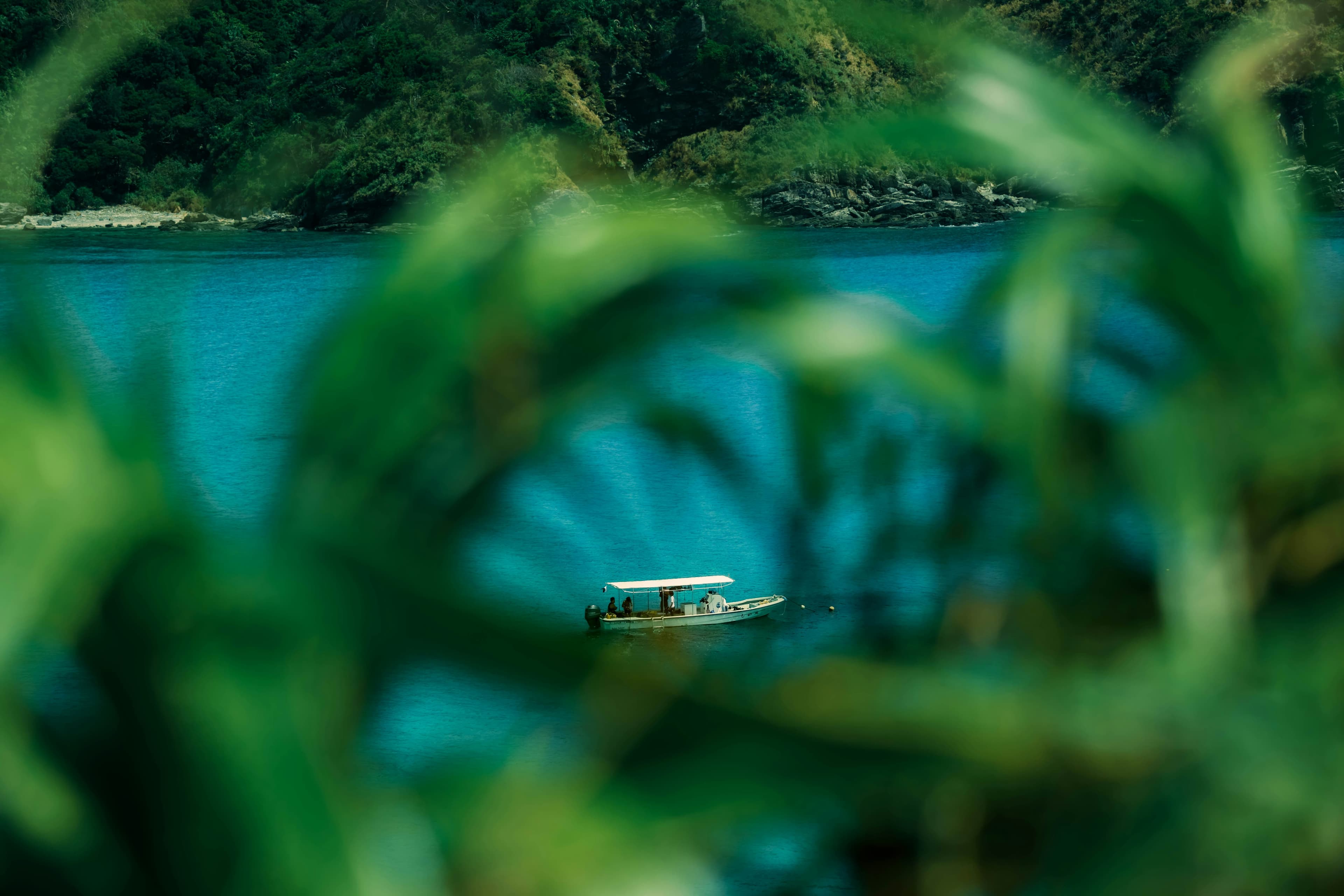 Boat between Okinawan islands at first light.